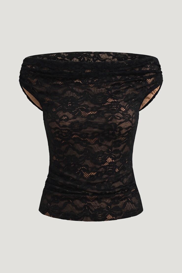 Off Shoulder Lace Top Jet Black large
