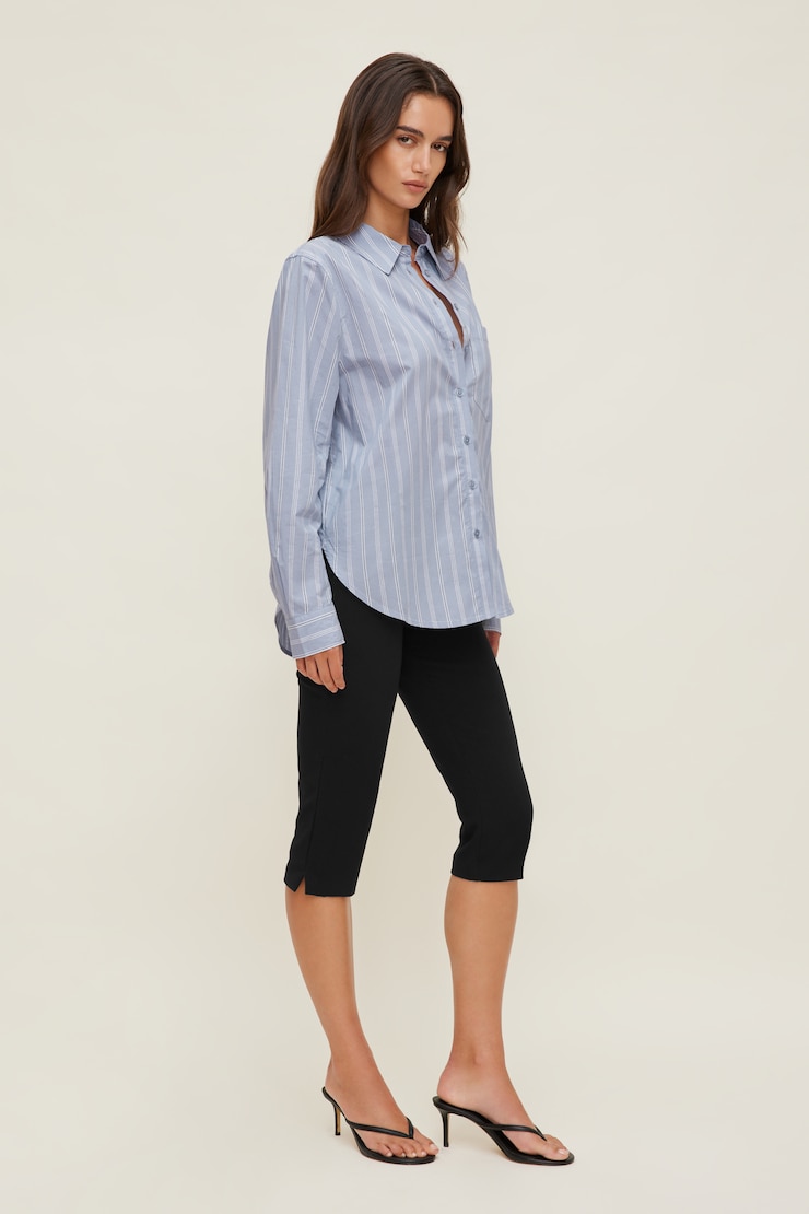 Isla Poplin Shirt Blue / Double White Stripes large