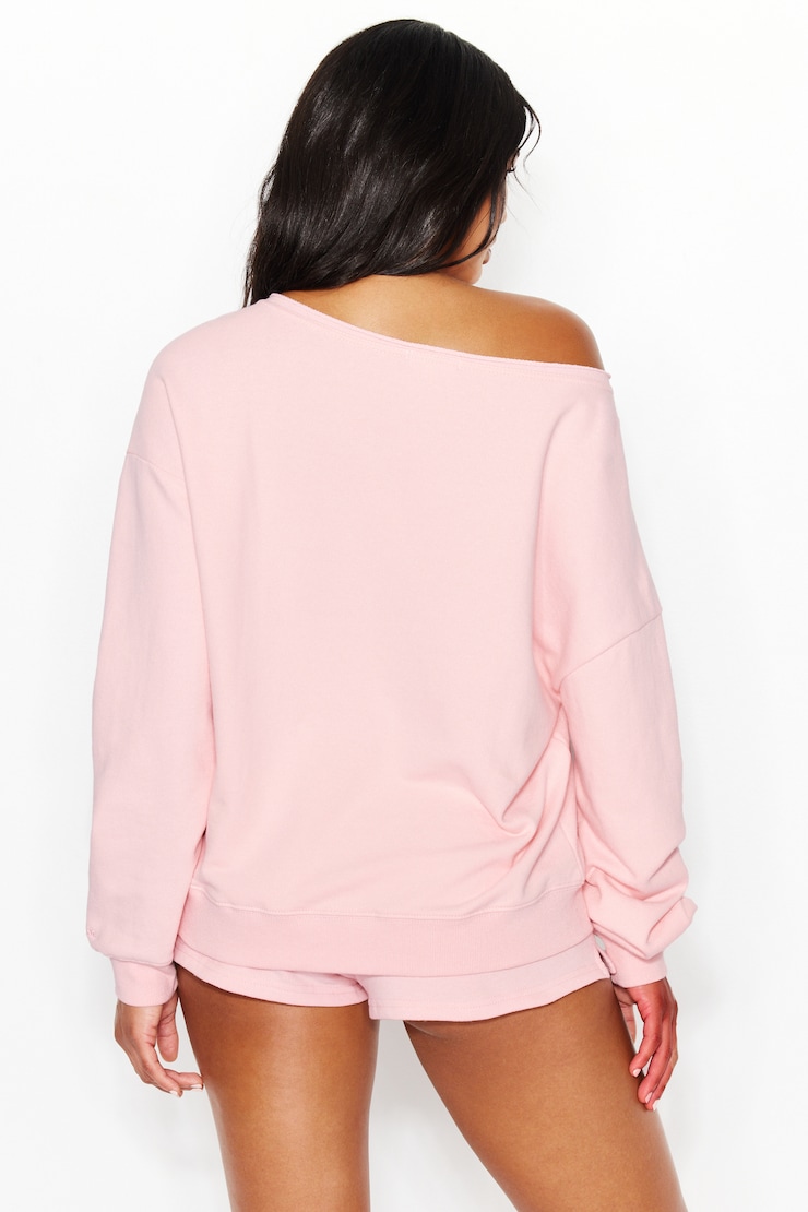 SoftTerry™ Off Shoulder Sweatshirt, Pink Wink, large