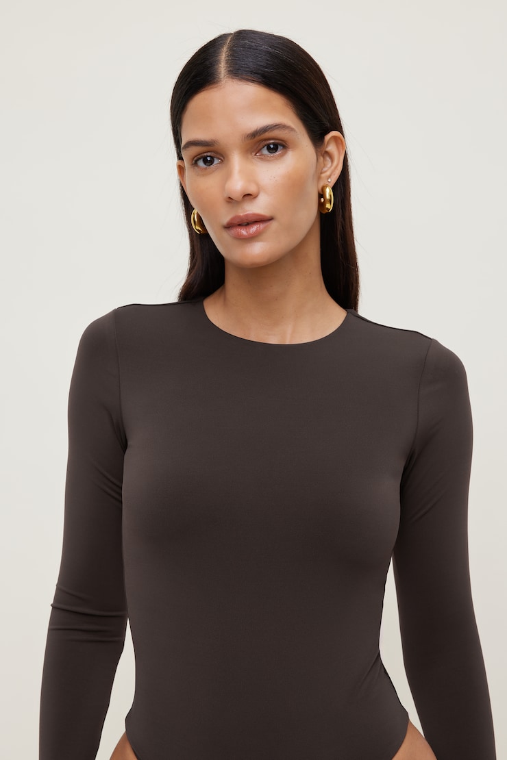 Sculpt Crewneck Bodysuit Java Brown large