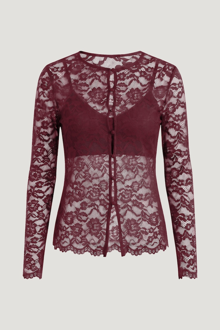 Lace Cardigan Maroon Banner large