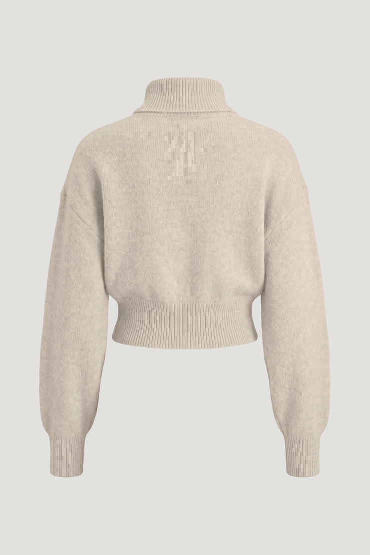 Ellora Cropped Turtleneck Sweater Atmosphere Melange Beige large