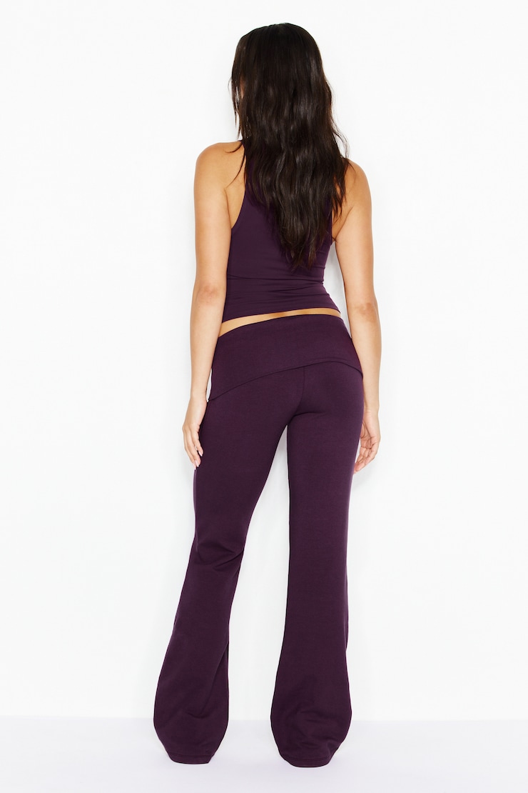 StretchTerry™ Foldover Bootcut Pants, WILD BERRY, large