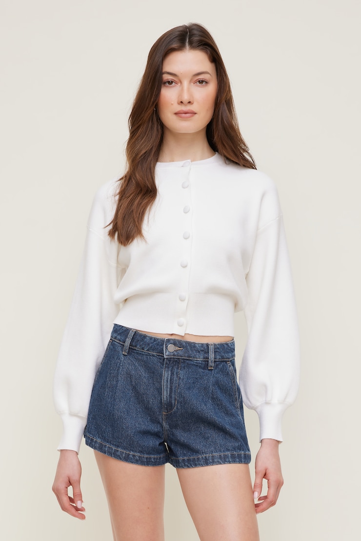 Balloon Sleeve Cardigan White | Dynamite