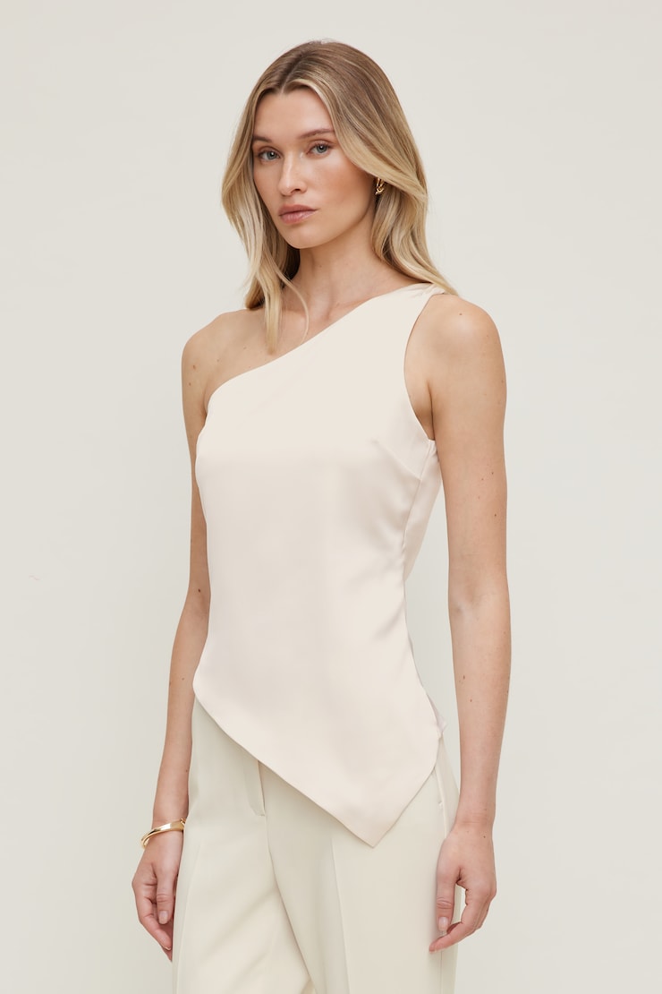 Single Shoulder Satin Top