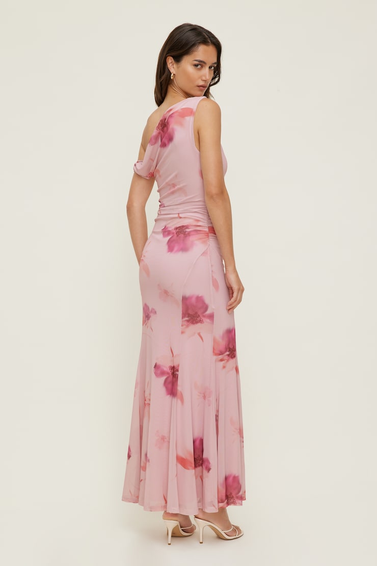 Kristina Mesh Maxi Dress Floral Abstract Pink large