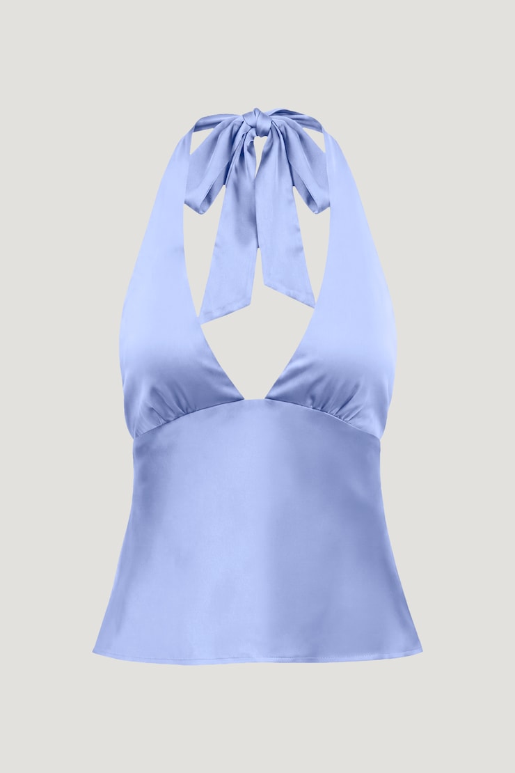 Vea Satin Halter Top Periwinkle Bloom Purple large