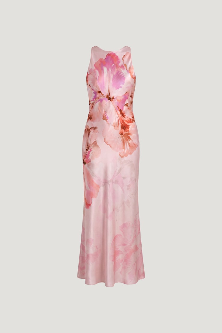 Andy Satin Maxi Dress Pink Floral large