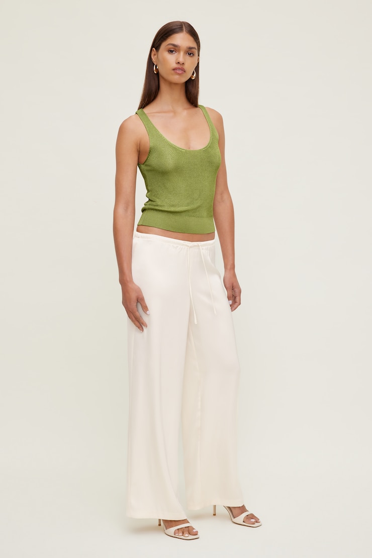 High Shine Sweater Tank Top Fern Green large