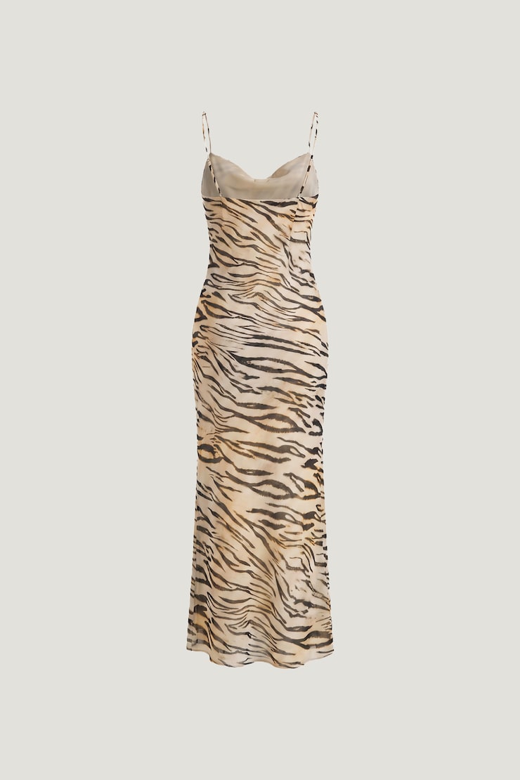 Alessia Maxi Slip Dress Zebra Brown large