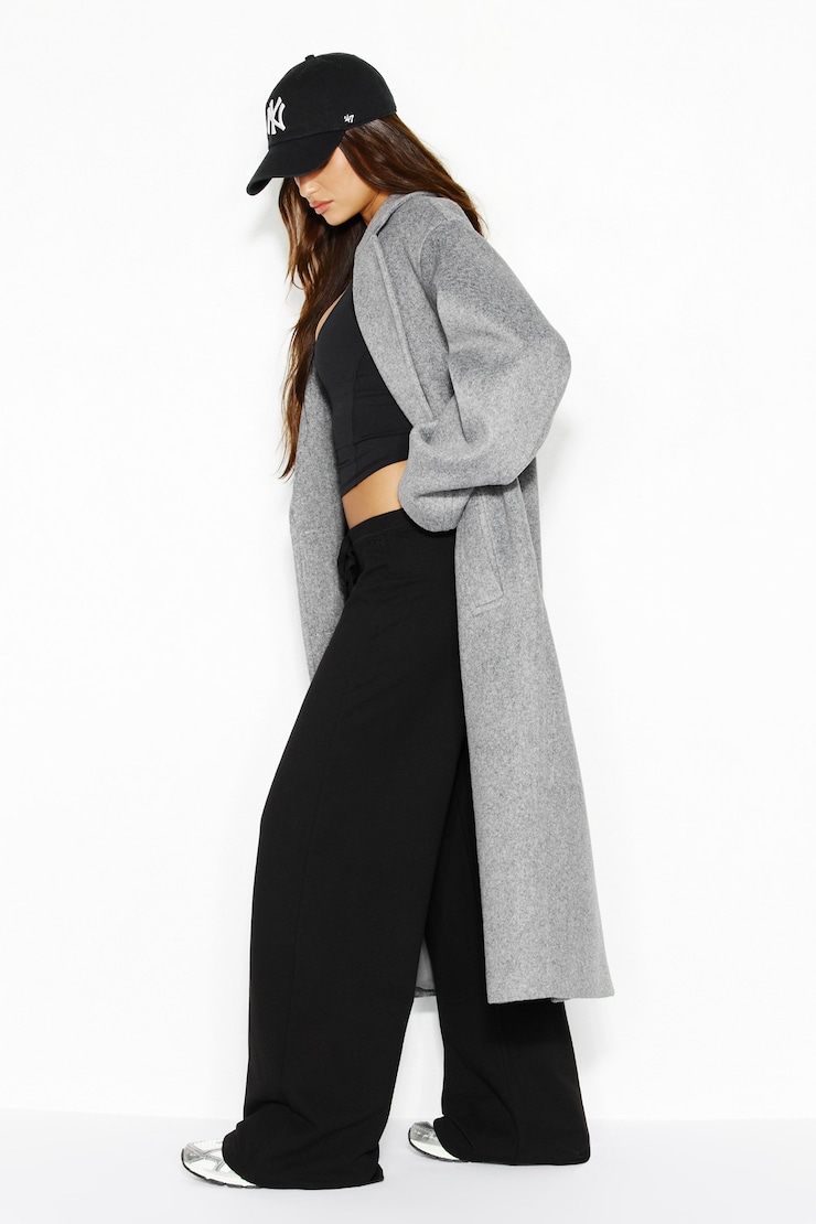 Long Wool Coat, Mélange orageux, large