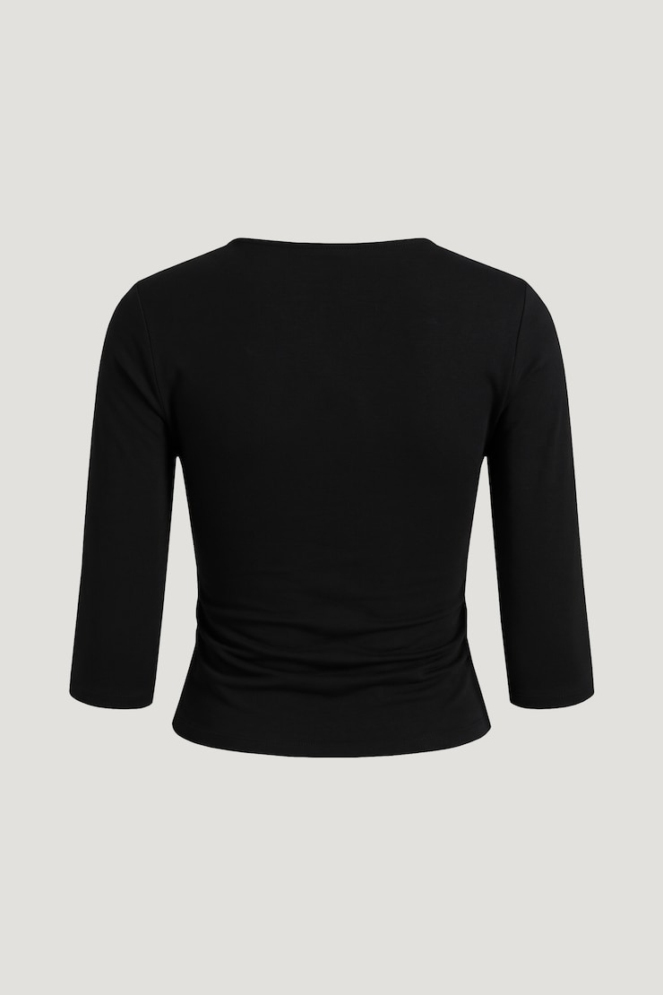 Lace Trim 3/4 Sleeve Top Jet Black large