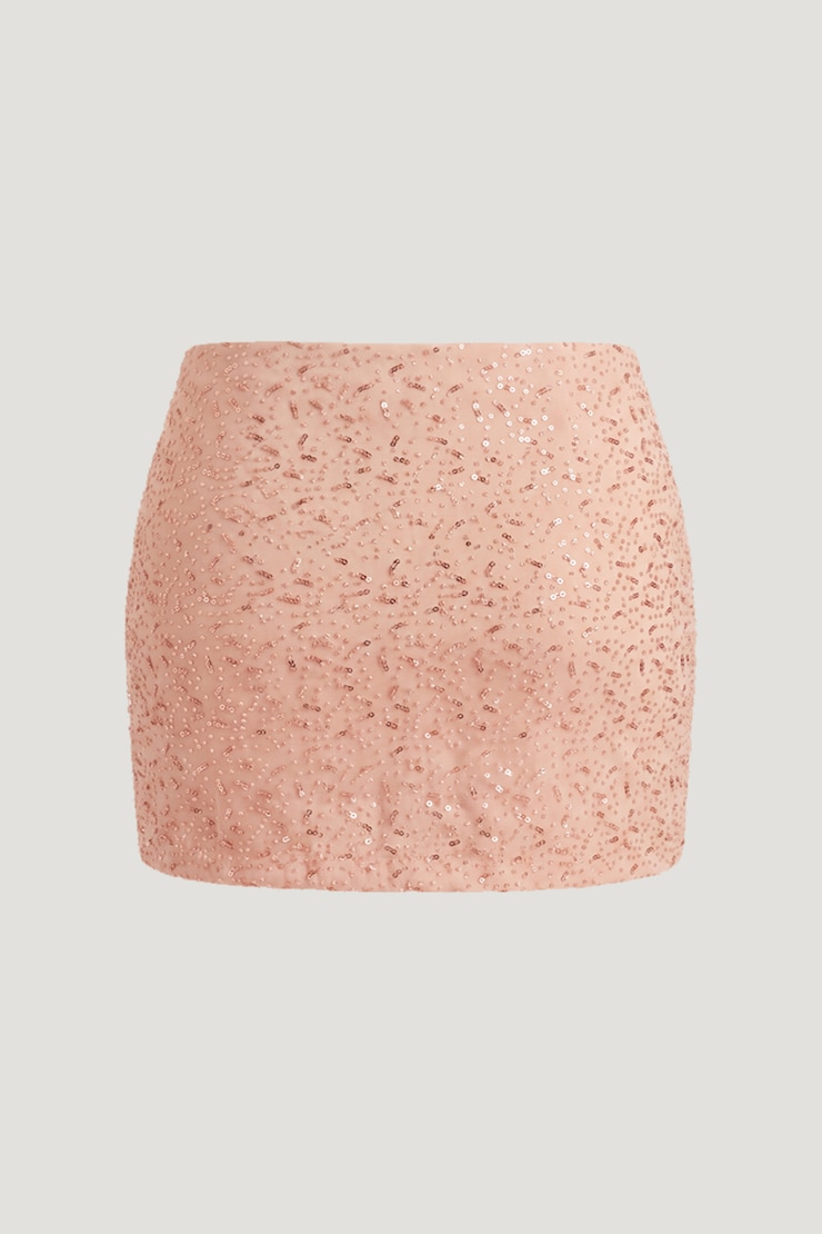 Beaded Mesh Mini Skirt Paloma Spritz Pink large