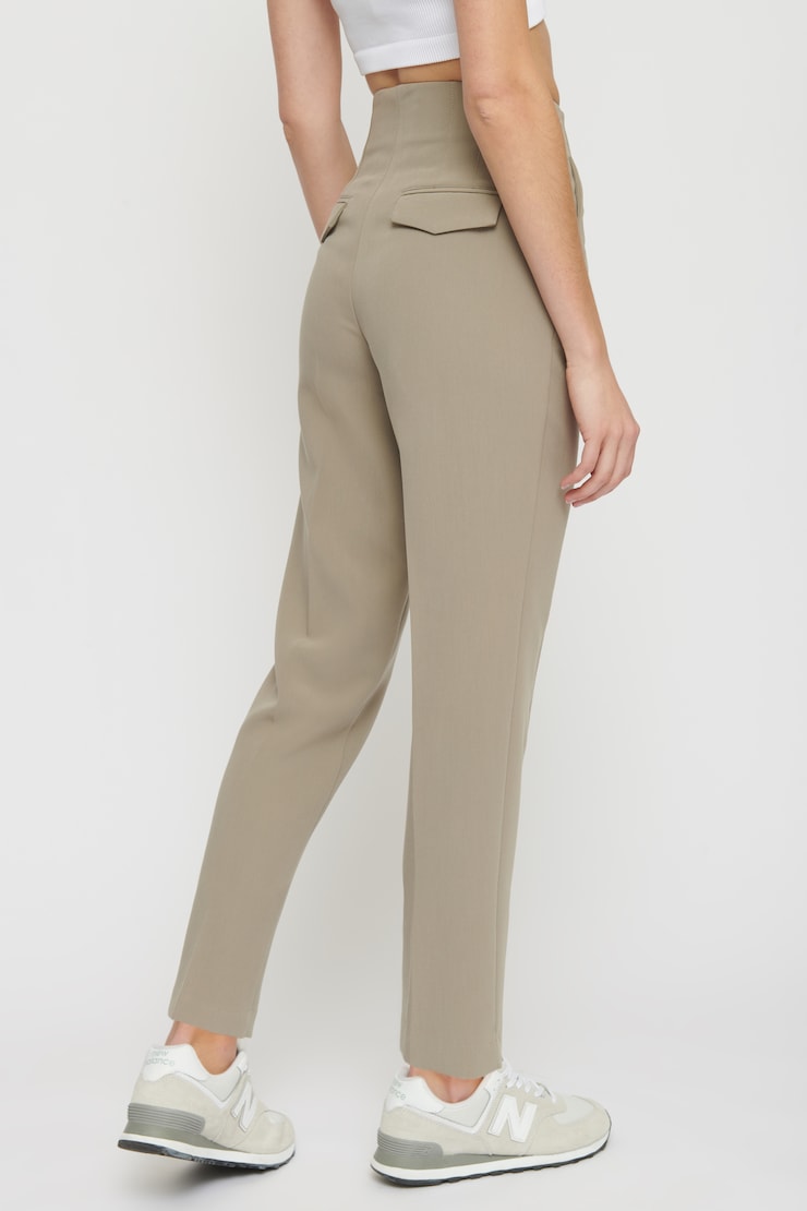 Pantalon étroit Kendall à fermeture éclair sur le côté Kaki vintage large