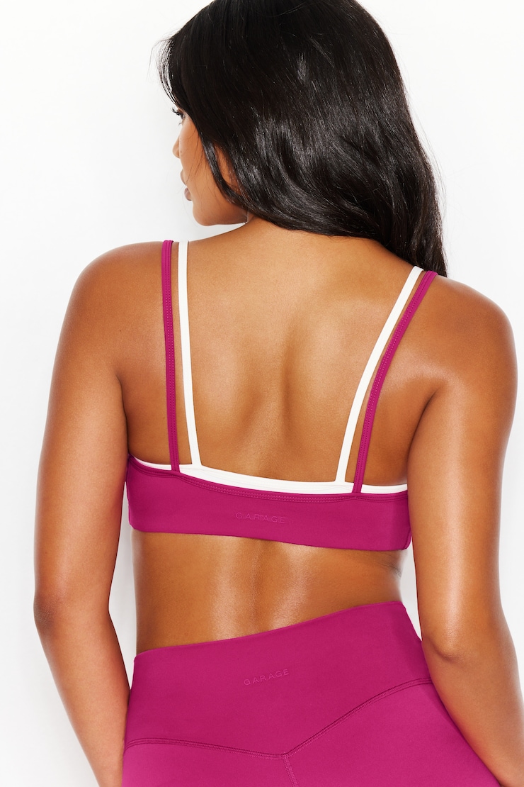 Active Double Layer Bra, Raspberry Cheeks Pink/Snow White, large