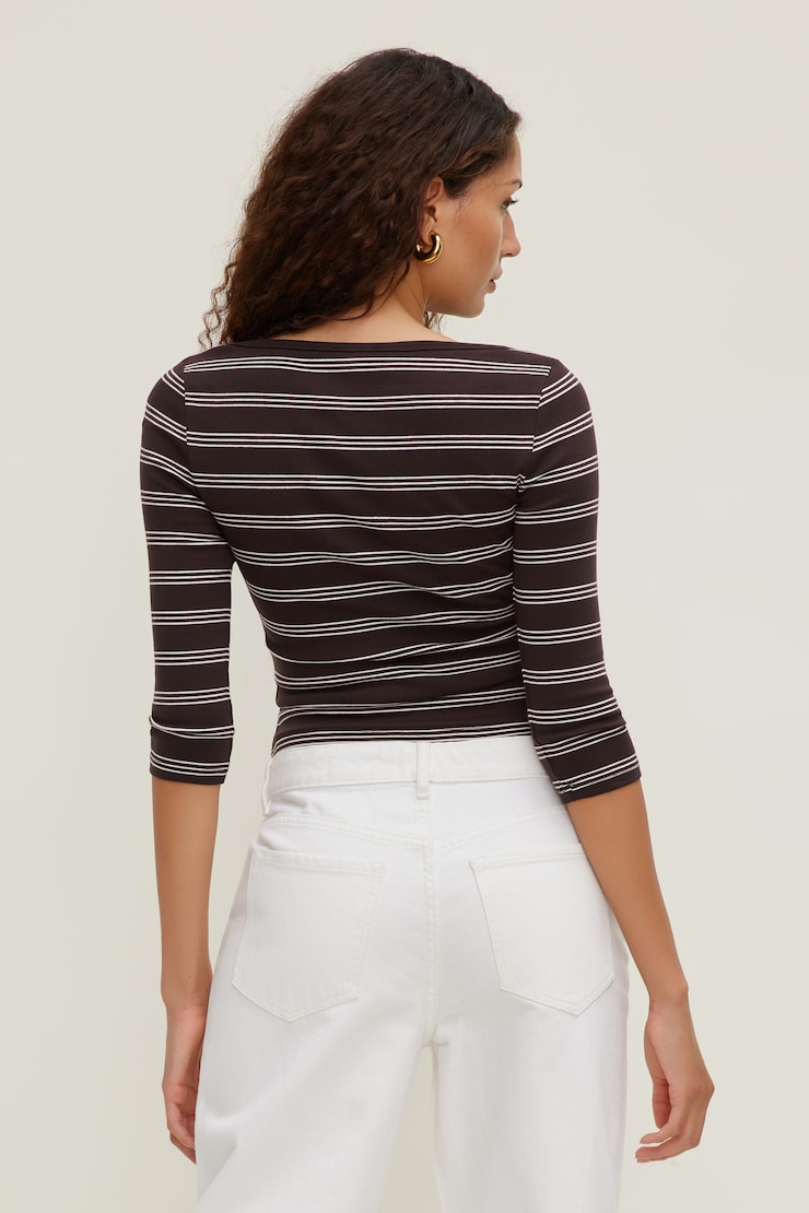 Maude Striped T Shirt Cherry Lacquer Burgundy / White Stripes large