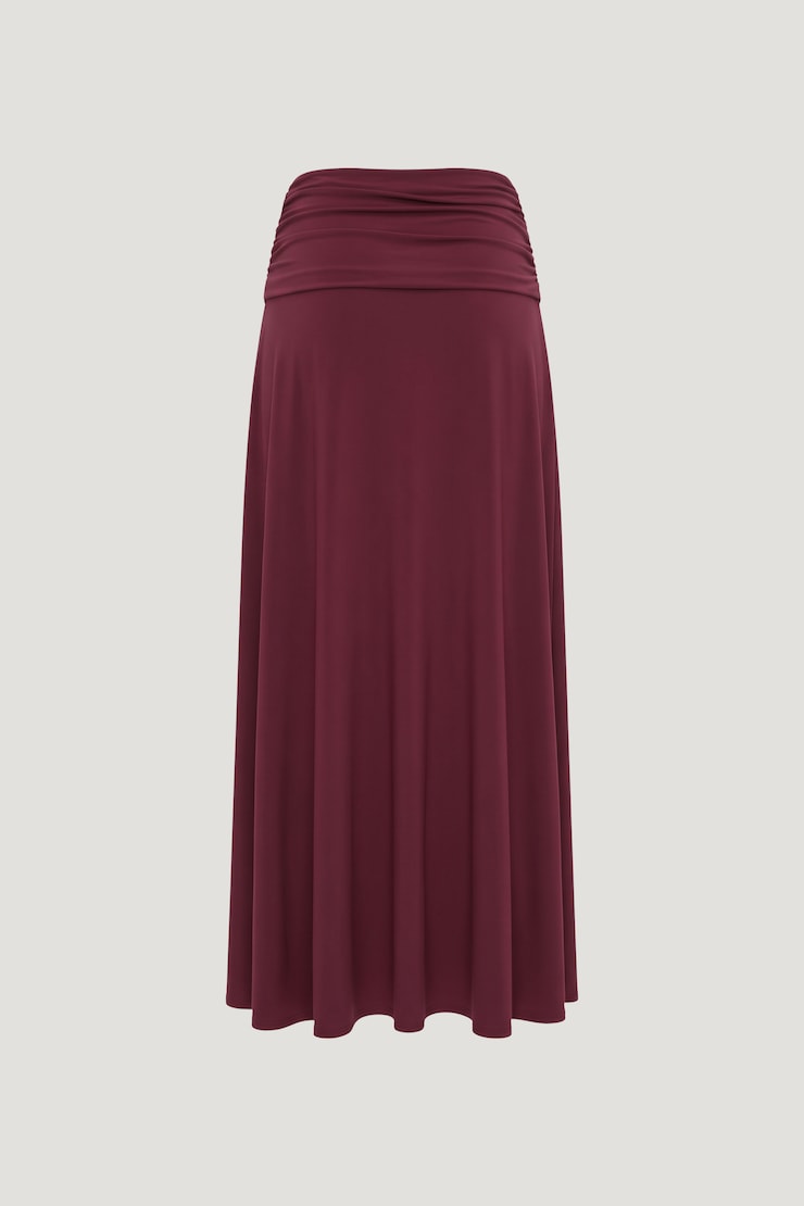 Sculpt Foldover Maxi Skirt Maroon Banner large
