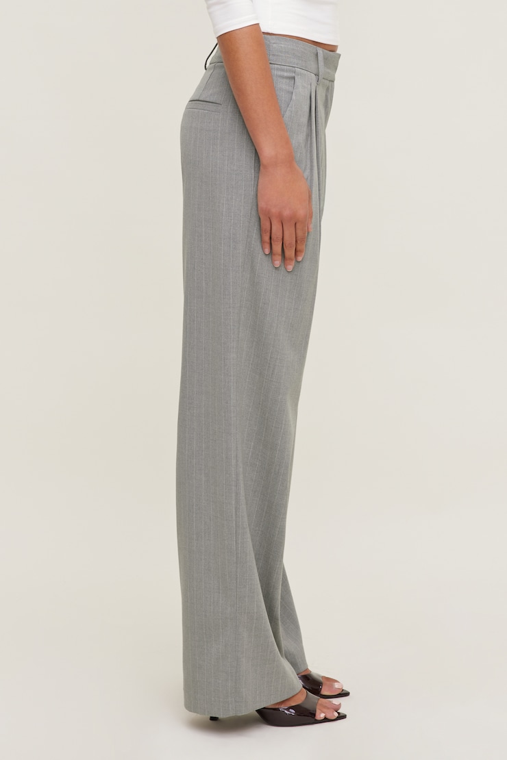 Alex Pinstripe Wide Leg Pants Grey Pinstripe large