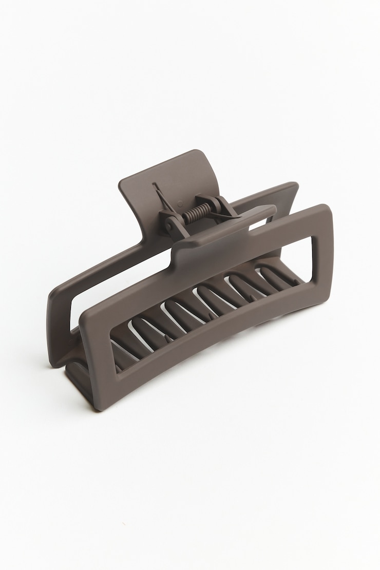 Oversized Rectangle Claw Clip, Satellite Beige, large