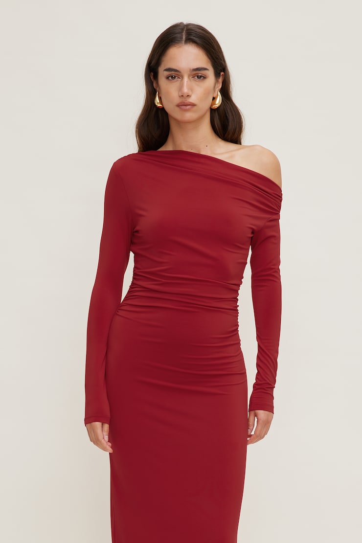 Sculpt Long Sleeve Maxi Dress CHILI PEPPER large