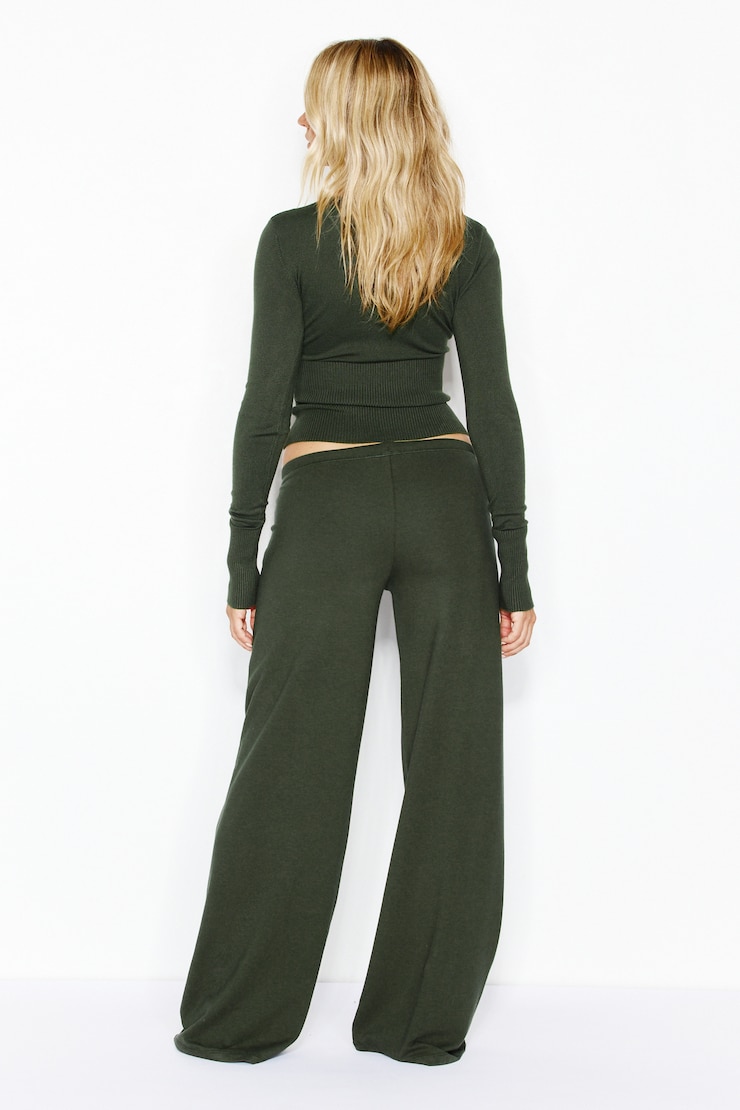 StretchTerry™ Wide Leg Pants, Olive Obsession, large