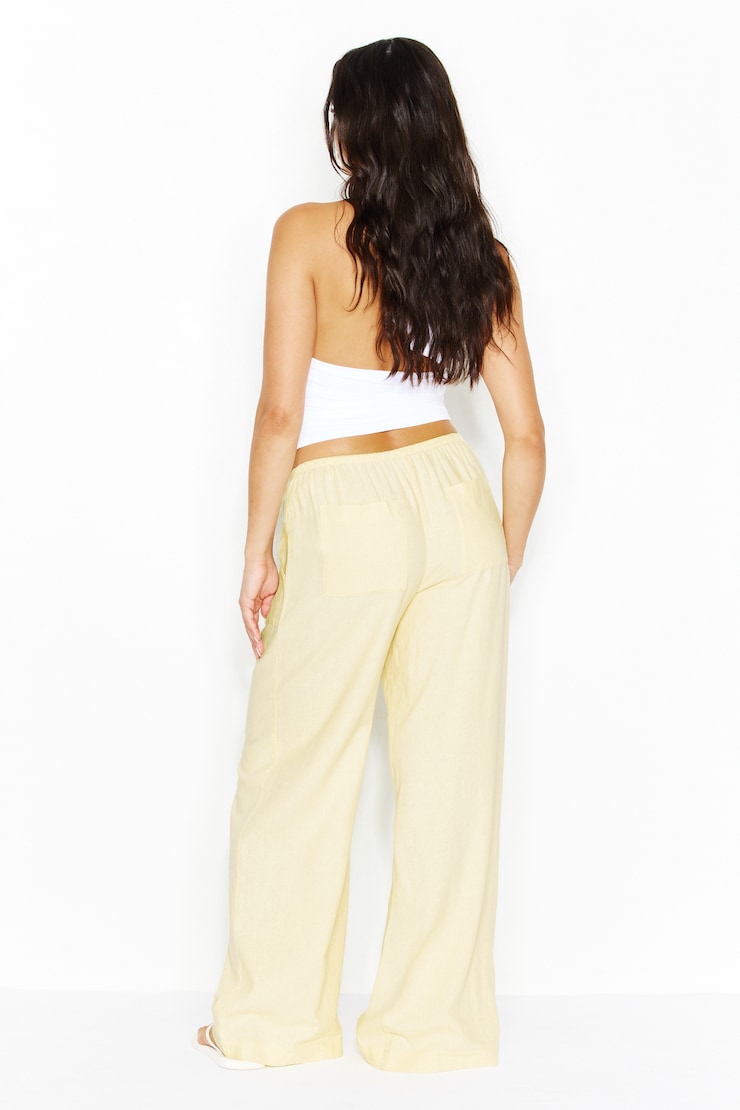Millie Linen Pull-On Pants, Anise Flower Yellow, large