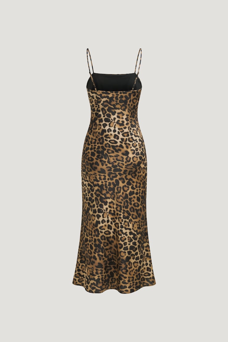 Aubrey Satin Maxi Dress Leopard Brown large