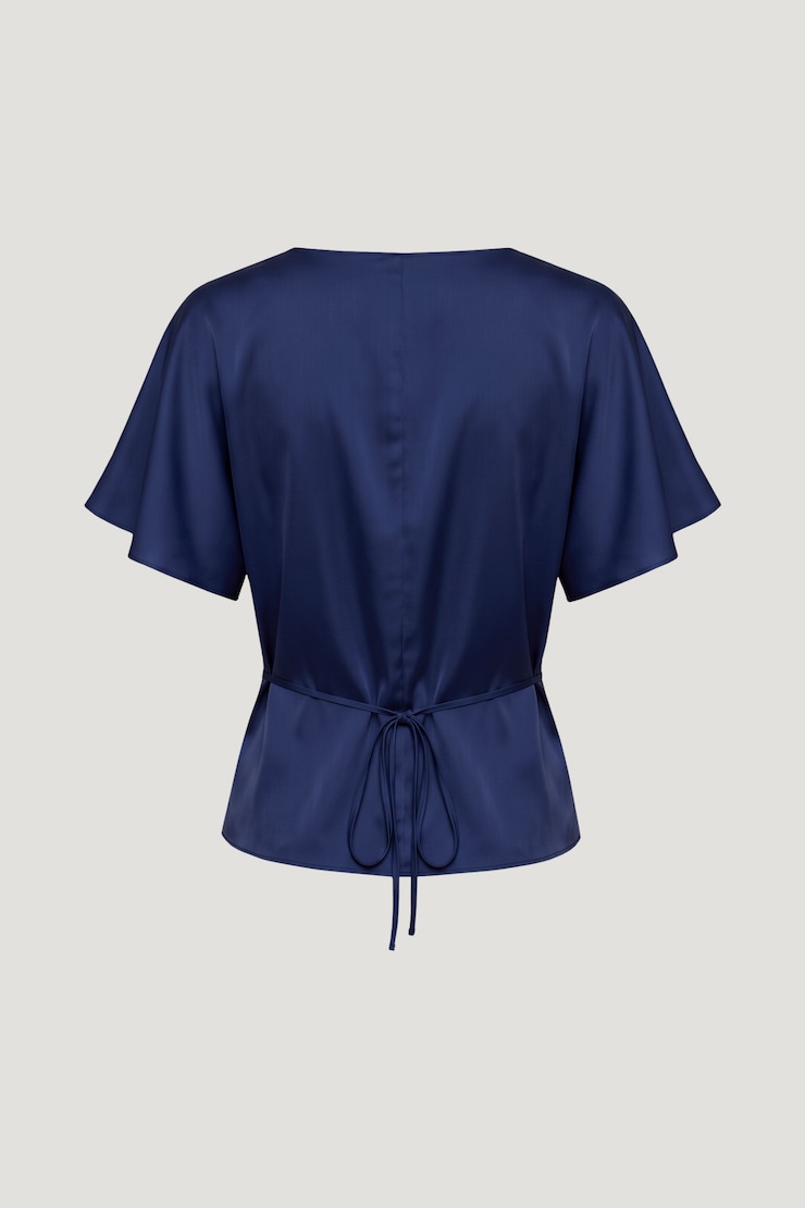 Farra Satin Blouse Ocean Cavern Navy large