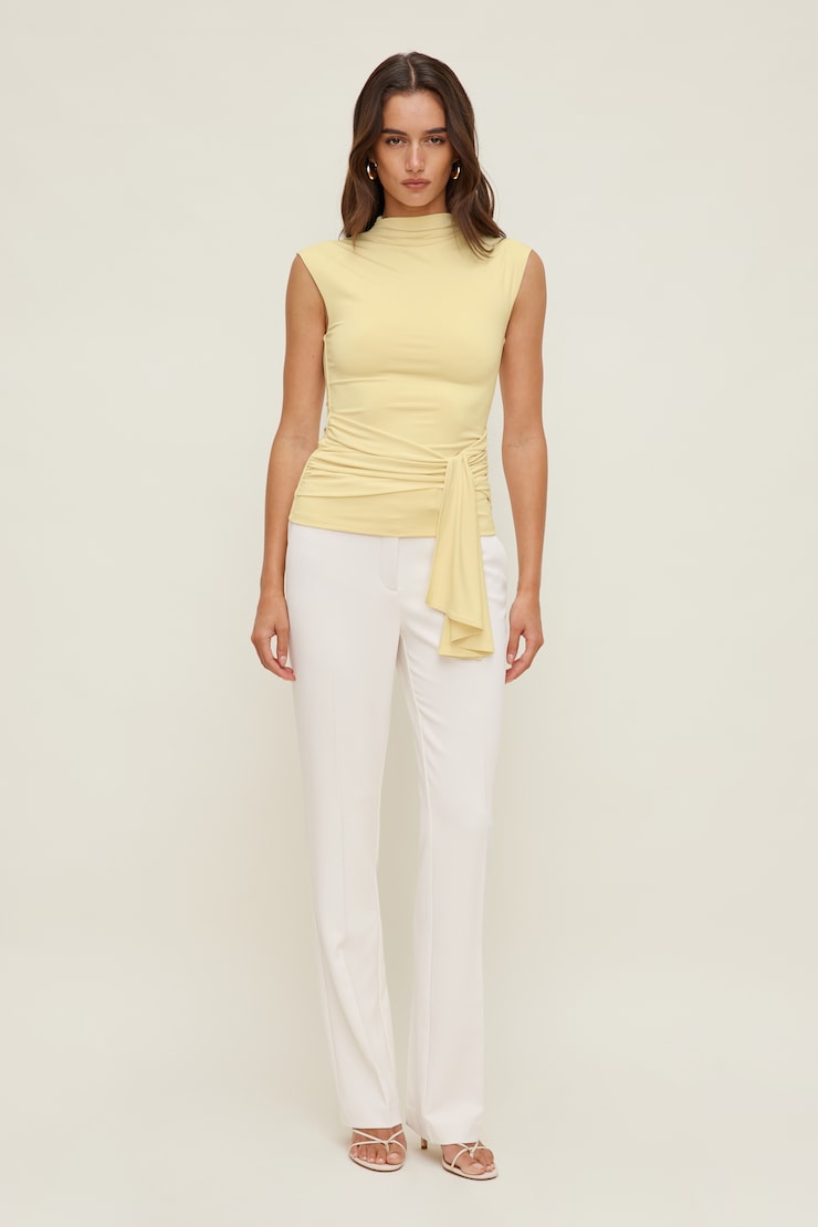 Sculpt Draped Scarf Top Pale Yellow large