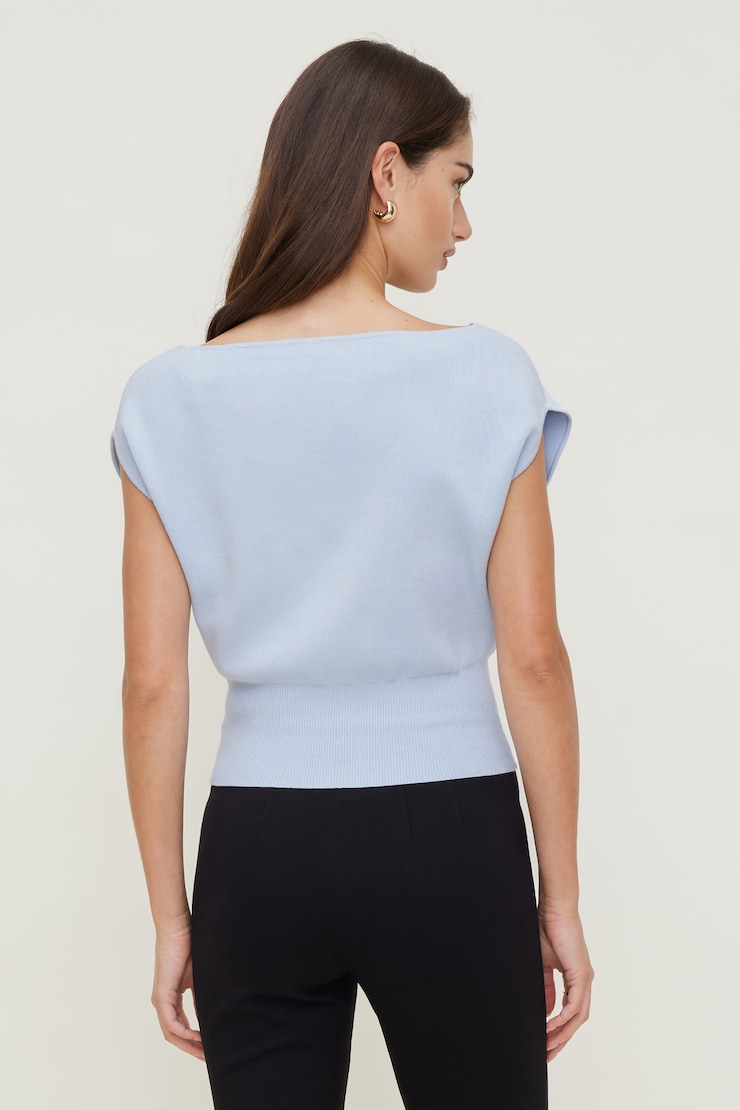Aria Boat Neck Sweater  Heather Blue large