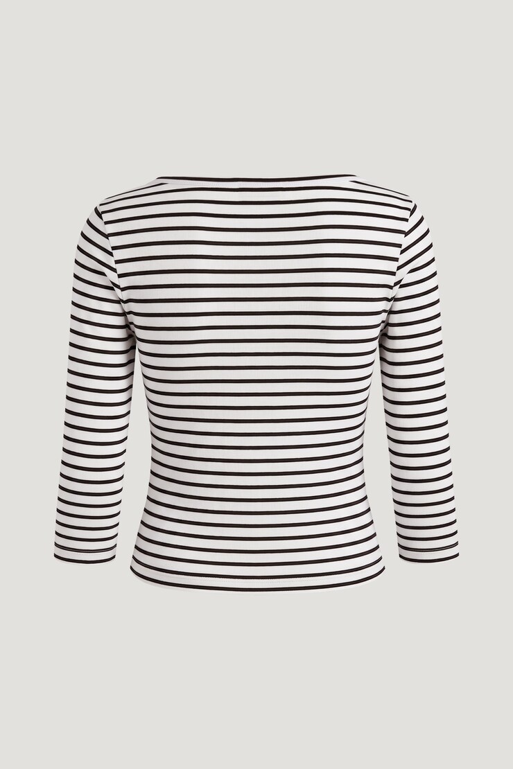 Maude Striped T Shirt Snow White / Java Brown Stripes large