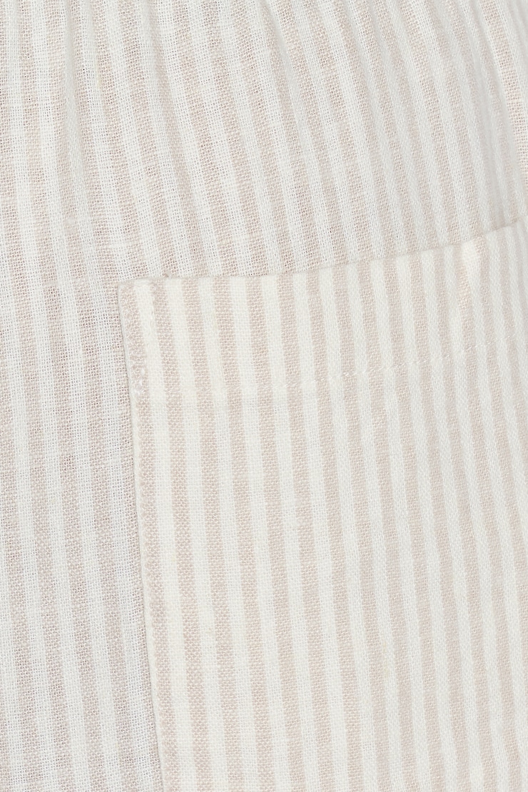 Millie Linen Pull-On Pants, Beige/White Stripes, large