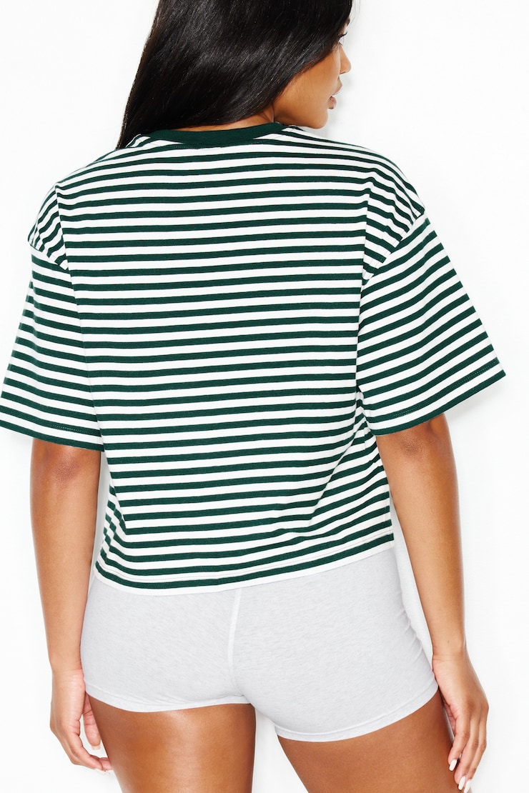 Fluid Crewneck T-Shirt, Green Envy/White Stripes, large