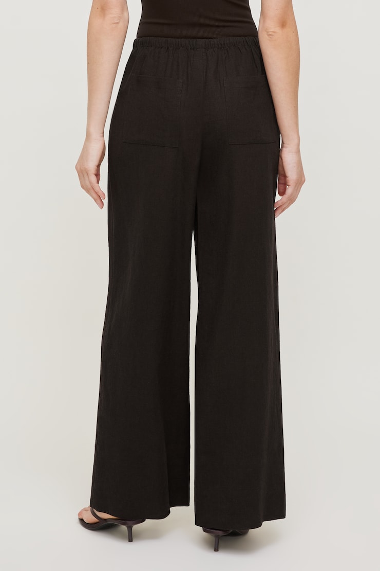 Leo Linen Wide Leg Pants Linen Chocolate Torte Brown large