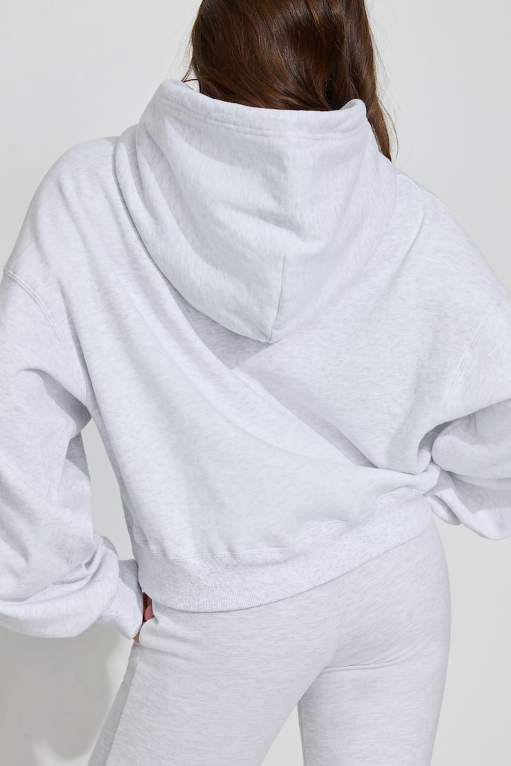 Haut à capuchon asymétrique UltraFleece, Mélange gris printanier, large