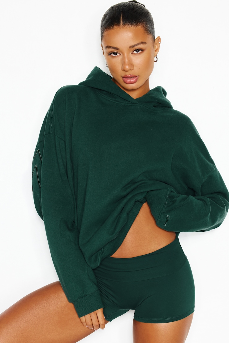 UltraFleece Hoodie, Green Envy with GARAGE Logo Art, large