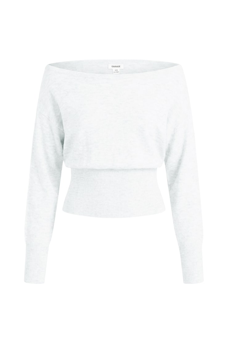 Off Shoulder Reset Long Sleeve Top, Spring Grey Mix, large