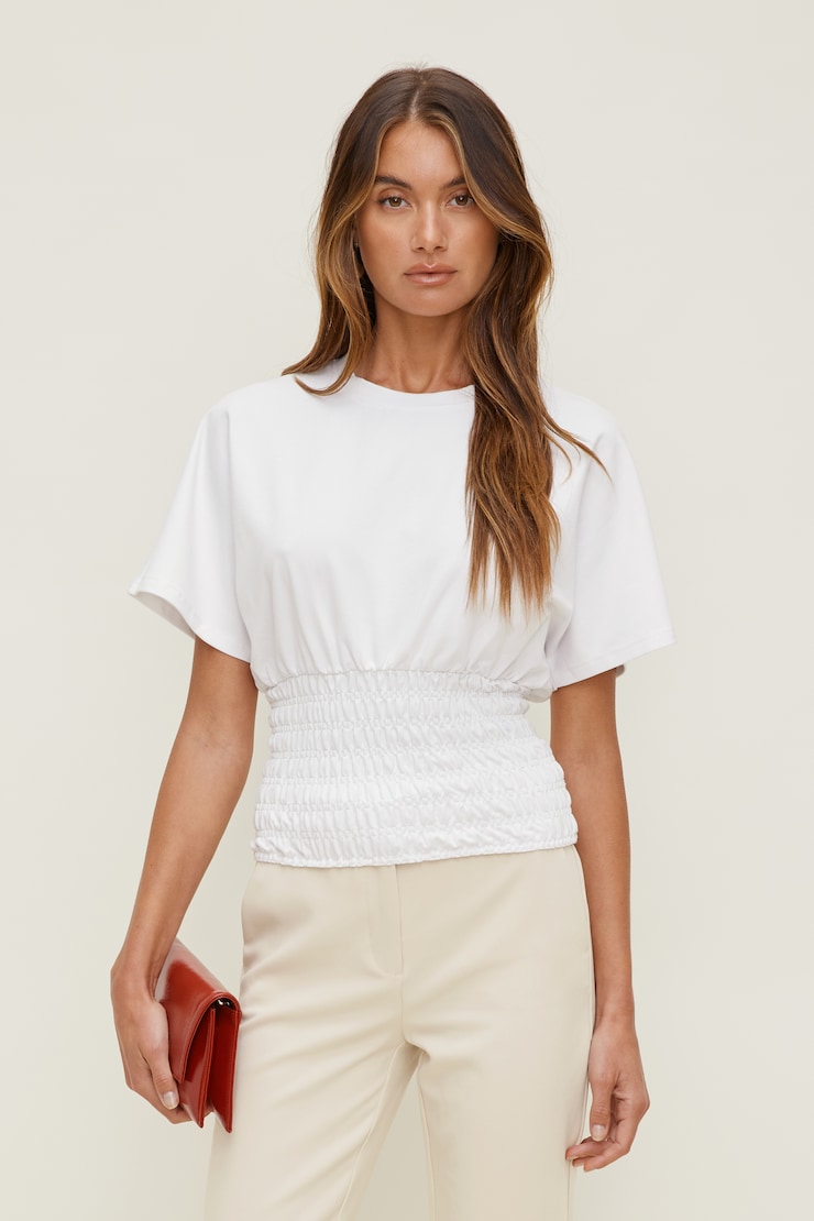Smocked Cotton Spandex T Shirt