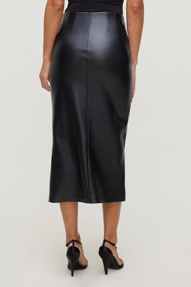 Marlow Faux Leather Midi Skirt Jet Black large