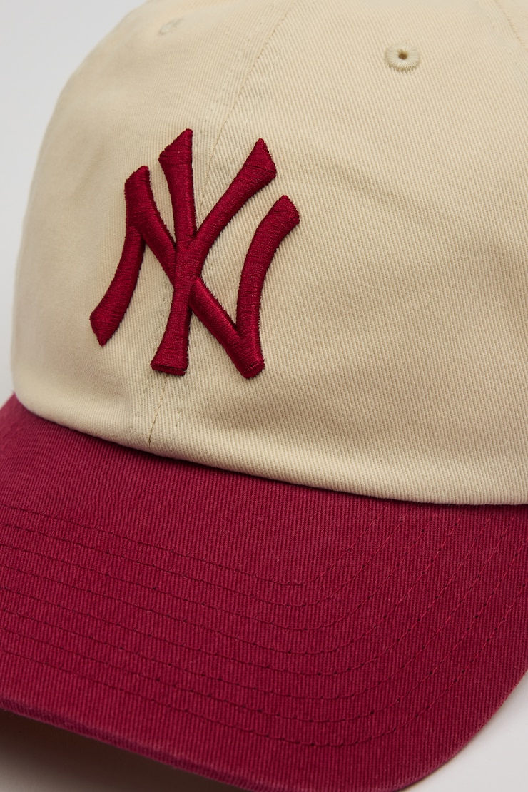 47 BRAND Two-Tone Clean Up Cap - NY, Natural/Sour Cherry Burgundy, large