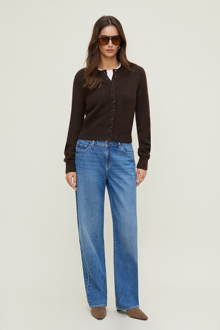 Rebecca Crewneck Cardigan Java Brown large