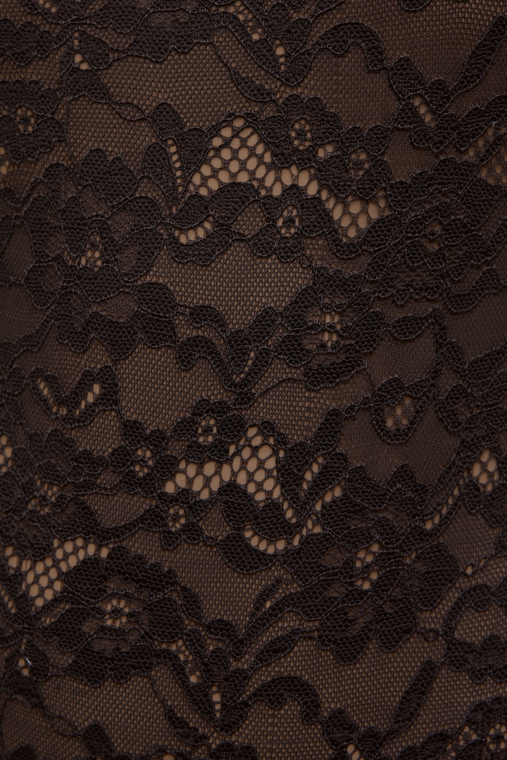 Mock Neck Lace Bodysuit Java Brown large