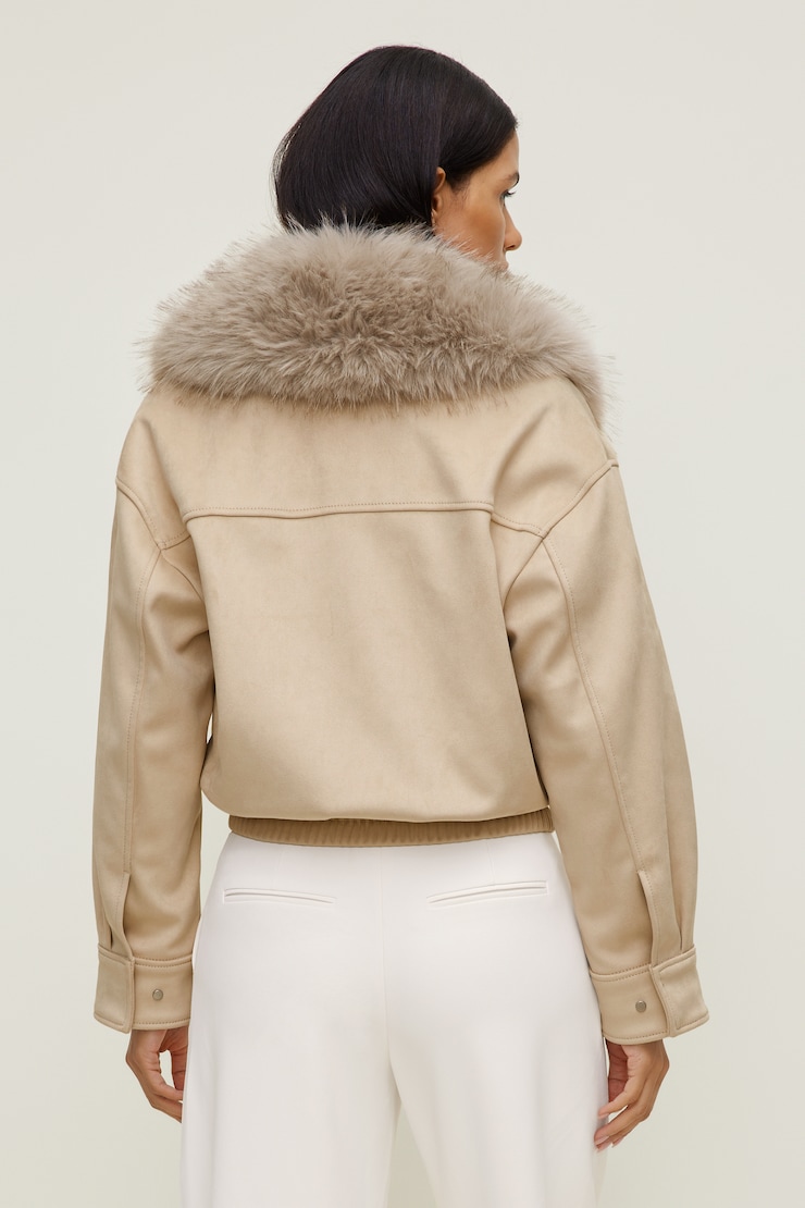 Faux Suede Aviator Jacket Pumice Stone Beige large