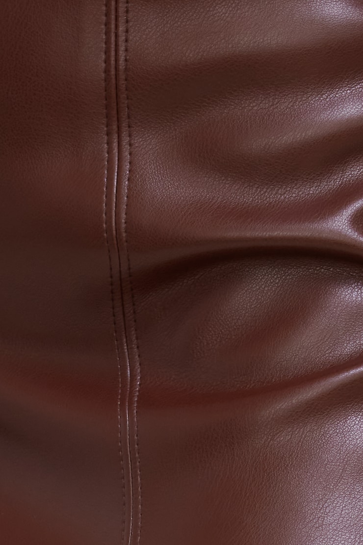 Marlow Faux Leather Midi Skirt Bitter Chocolate Burgundy large