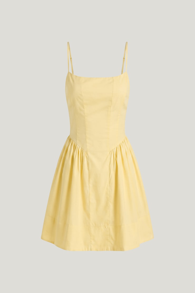Minirobe évasée en popeline Jaune flan large