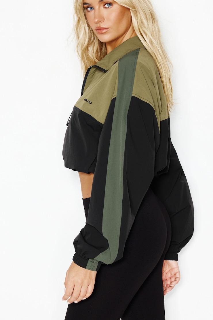 Nylon Anorak Jacket, Green Combo, large