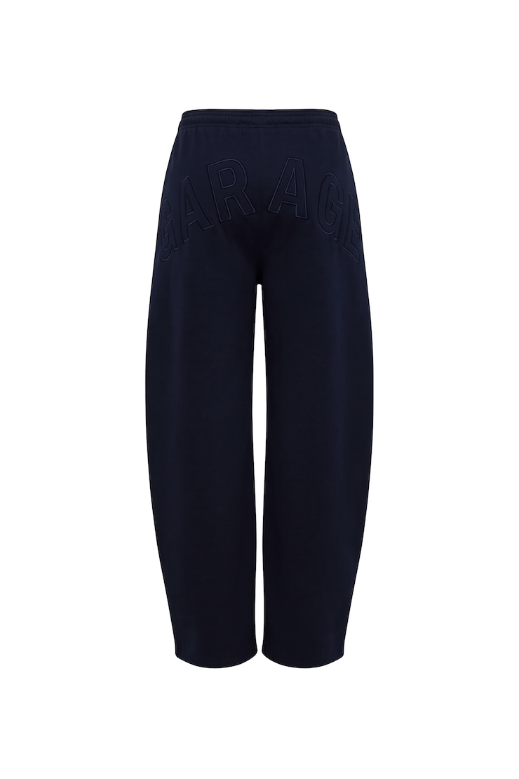 UltraFleece Barrel Leg Sweatpants, Naughty Navy Blue with Logo Art, large