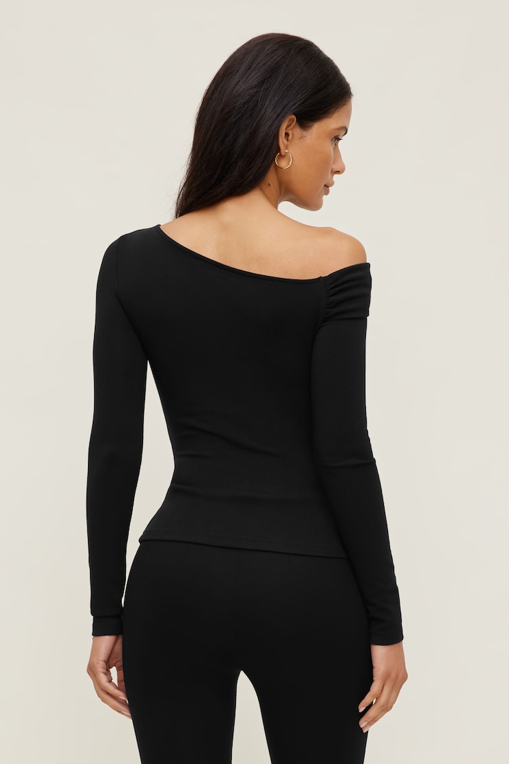 Twisted Long Sleeve Top Jet Black large
