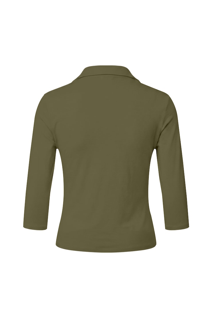 Sleek 3/4 Sleeve Polo Top, Kalamata Green, large