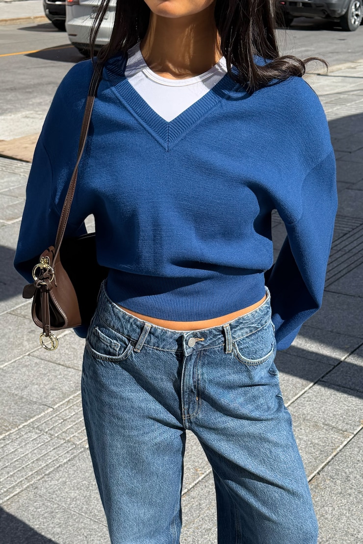 Cinched V Neck Sweater